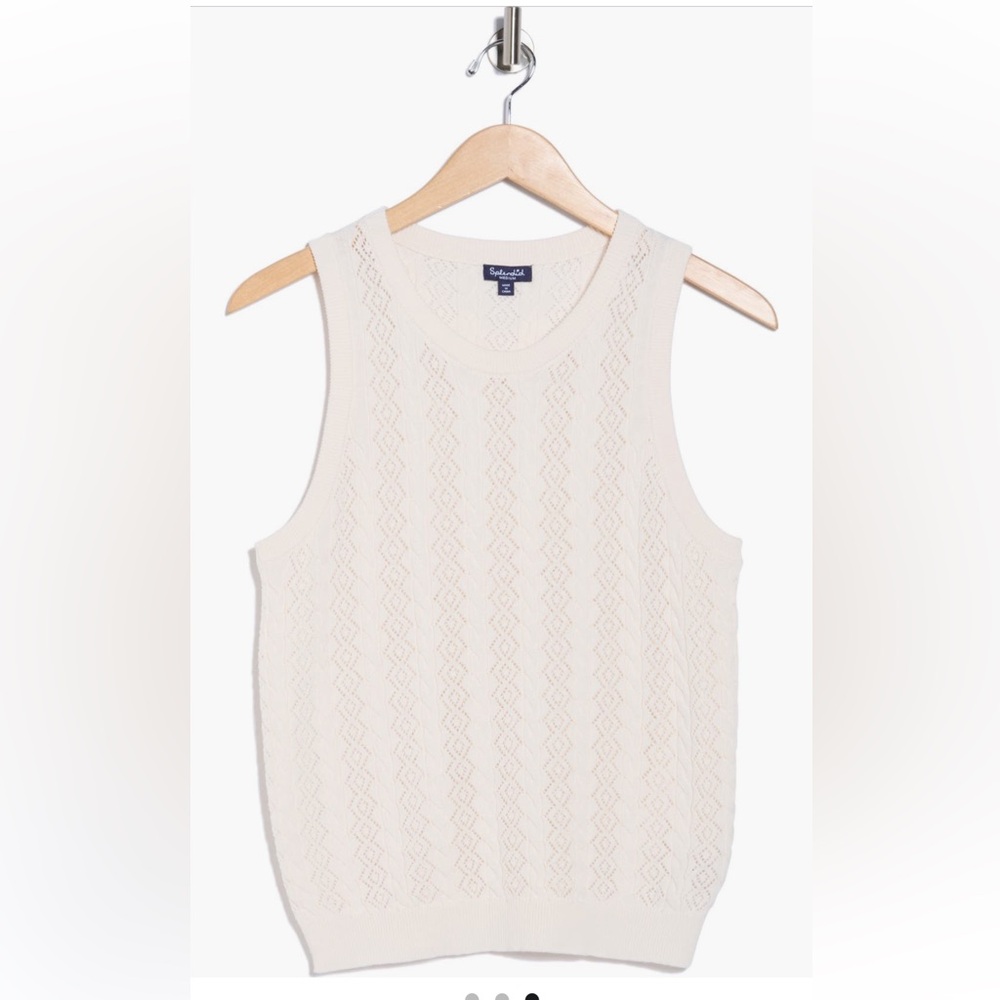 NWT Splendid Cable and Pointelle Sleeveless Sweater Vest